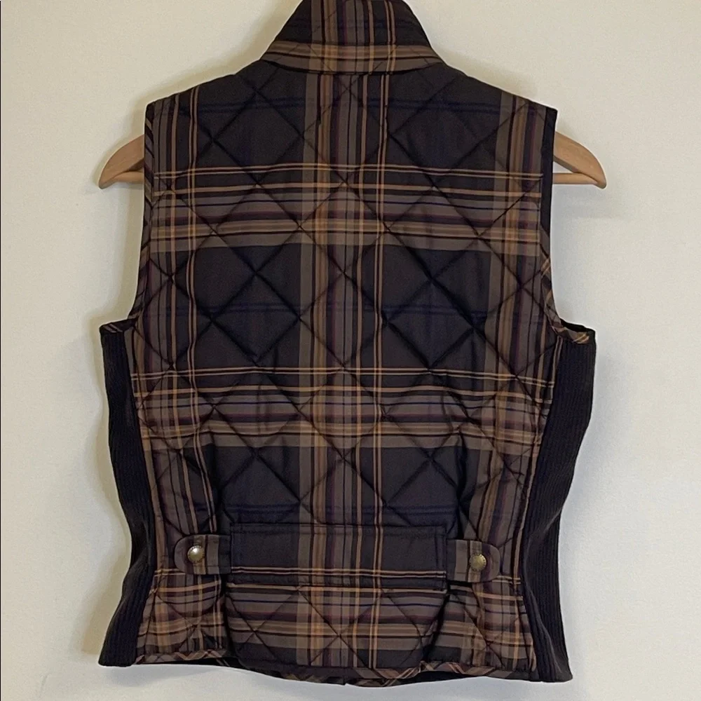 Lauren Ralph Lauren Quilted Tartan Vest XS Petite Plaid Zip Snap - Picture 6 of 10
